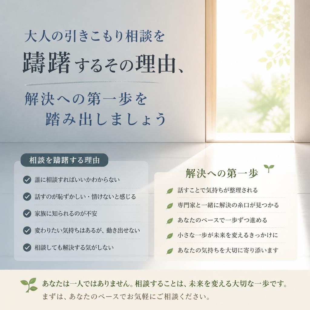 大人の引きこもり相談を躊躇するその理由、解決への第一歩を踏み出しましょう